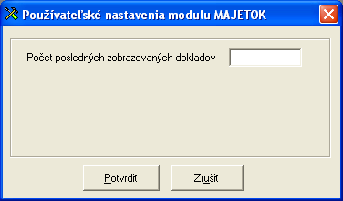 Číselníky Typy dokladov Číselník je po nainštalovaní programu naplnený, nie je moţné zadávať nové typy dokladov. Typ dokladu definuje doklad, ktorý je moţné vytvoriť v module Majetok.