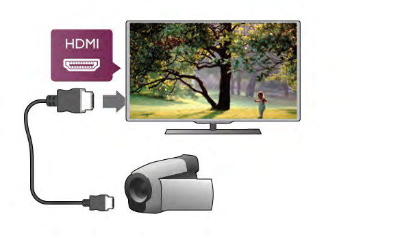 Nejlep&í kvality dosáhnete, pokud videokameru p!ipojíte pomocí kabelu HDMI ke konektoru na bo#ní stran" televizoru. Televizor jednotku USB Flash rozpozná a otev!e seznam s jejím obsahem.