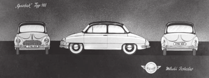- Podle dokumentace, jež se dochovala v archivu automobilky, existovaly koncem září 1953 tři ideové návrhy malého vozu Škoda 900.