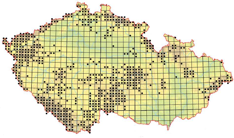 Slatiniště a přechodová rašeliniště Rozšíření nevápnitých slatinišť a přechodových rašelinišť