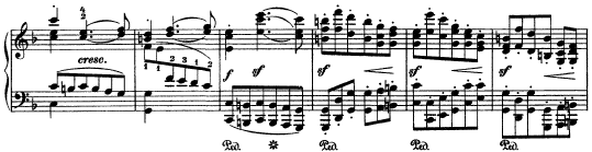 Závěrečné téma (a) takt 70, je výrazně antitetické, nejen charakterem motivů, ale i jeho asymetrickým tvarem 3+7 takty což je podobný princip jako v oblasti vedlejšího tématu finále Sedmé symfonie.