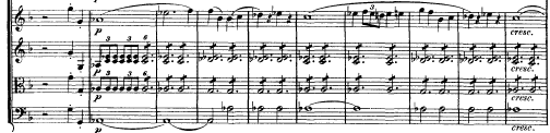 Je zajímavá sama osobě vstupní motiv je melodicky velmi strohý a rytmicky komplikovaný v poměrech osmin a jejich triol, druhý motiv je zpěvný.
