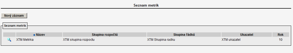 VRV - nastavení Metrik