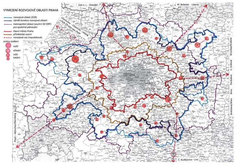Vymezení rozvojové oblasti Praha 25 největších měst / obcí pražského regionu počet obyvatel rozdíl 2015 1991 rozloha obyv./km² Praha 1991 2015 abs.