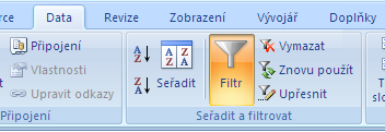 Obr. 6 Filtrování ve sloupci Značka Obr. 7 Číselní filtrování Filtr je hotový a my nyní vidíme před sebou z původních 258 záznamů pouhých 5.