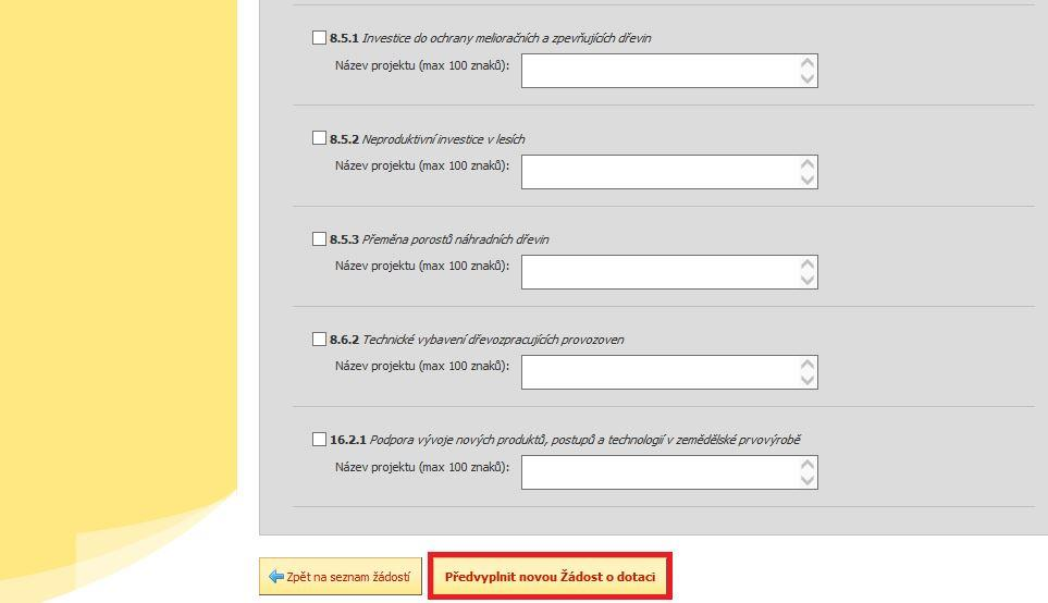 Po vyplnění všech částí klikne žadatel na tlačítko Předvyplnit novou Žádost o dotaci viz obr. 9. Obr.