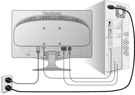 Rychlá instalace 1. Připojení napájecího kabelu a adaptéru AC/DC 2. Připojení videokabelu Zkontrolujte, zda jsou monitor LCD a počítač VYPNUTÉ. V případě potřeby odmontujte kryty zadního panelu.