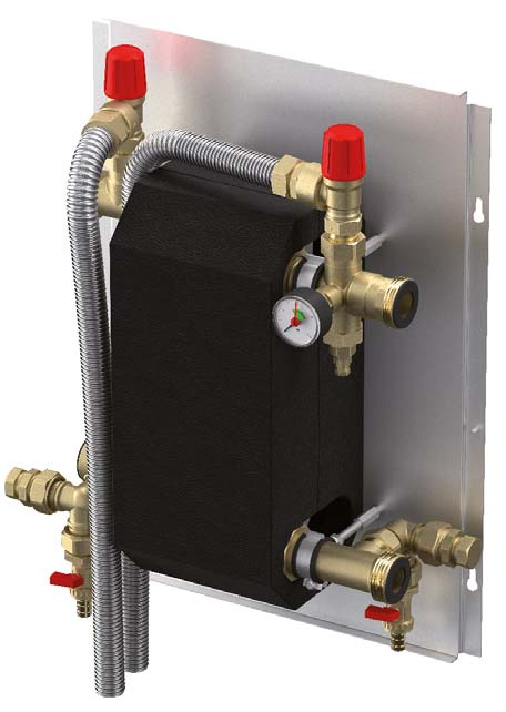 Oddělovací systém pro kotle Primární sestava tepelného výměníku s výkonem do 70 kw, oddělení kotlového a topného okruhu na ochranu citlivých součástí.