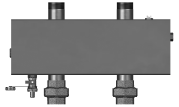 Systémy pro střední kotelny do 100 kw 02 Rozdělovače, vzdálenost os 200 mm, pro montáž na stěnu Izolace EPP, se 2 nebo 3 páry přípojek směrem nahoru (1 1/2 převlečná matice s plošným utěsněním), 1