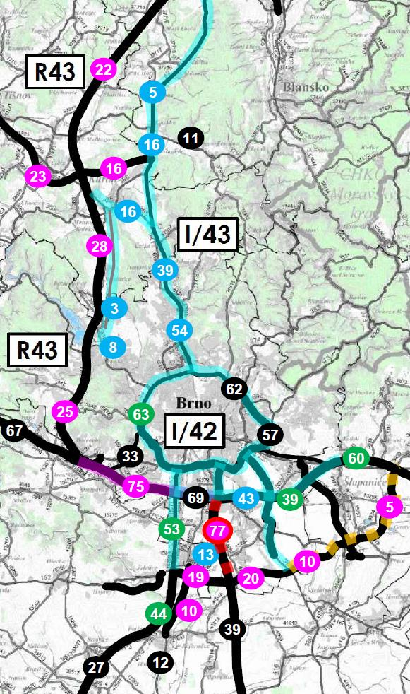 4.10 PODVARIANTA C5 Podvarianta C5 představuje řešení tzv. Jihovýchodní tangenty.