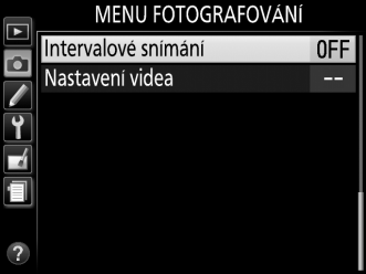 Intervalové snímání Fotoaparát je vybaven funkcí umožňující automatické pořizování snímků v předvolených intervalech.