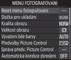 Stisknutím tlačítka G zobrazte menu.