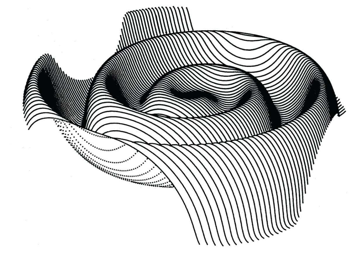 Obrázek 1.3: Prostorový průběh magnetické indukce v okolí HCS způsobený rotací Slunce. Autor: J. R. Jokipii, University of Arizona. díry.