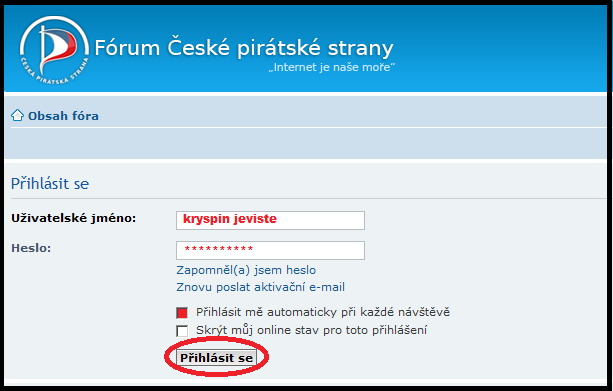 12. Tím se dostanete na přihlašovací stránku, kde bude zapotřebí vyplnit registrační uživatelské jméno a heslo.