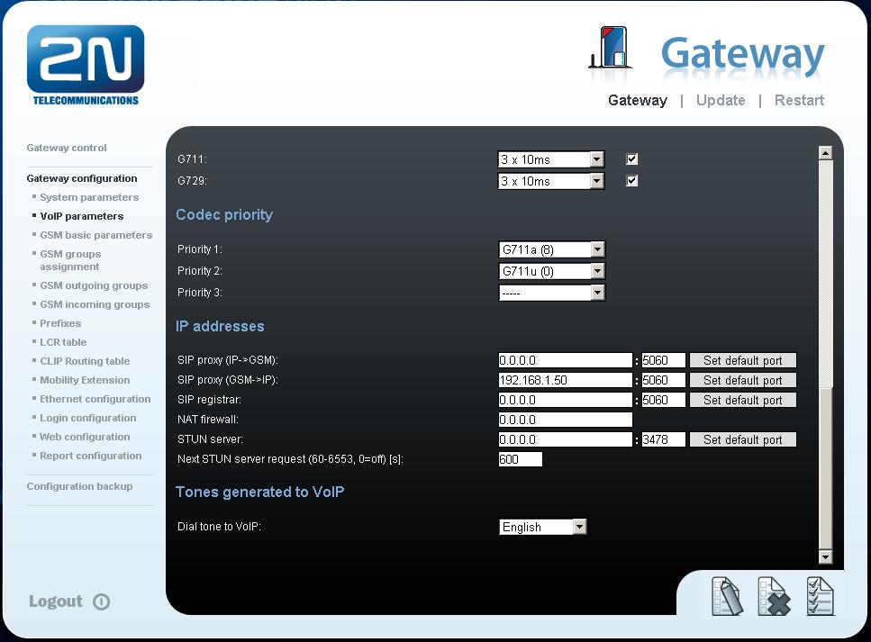 2N VoiceBlue Next má tyto parametry: IP adresa 19