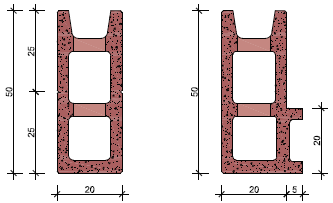 Povrch betonového jádra v zdicí vrstvě cm 2 / m 965 Povrch betonového jádra mezi vrstvami (při posunu 25 cm) cm 2 / m 804 hmotnost kg / ks 13,0 Hmotnost m 2 zdiva (s výplňovým betonem 2 200 kg / kg /