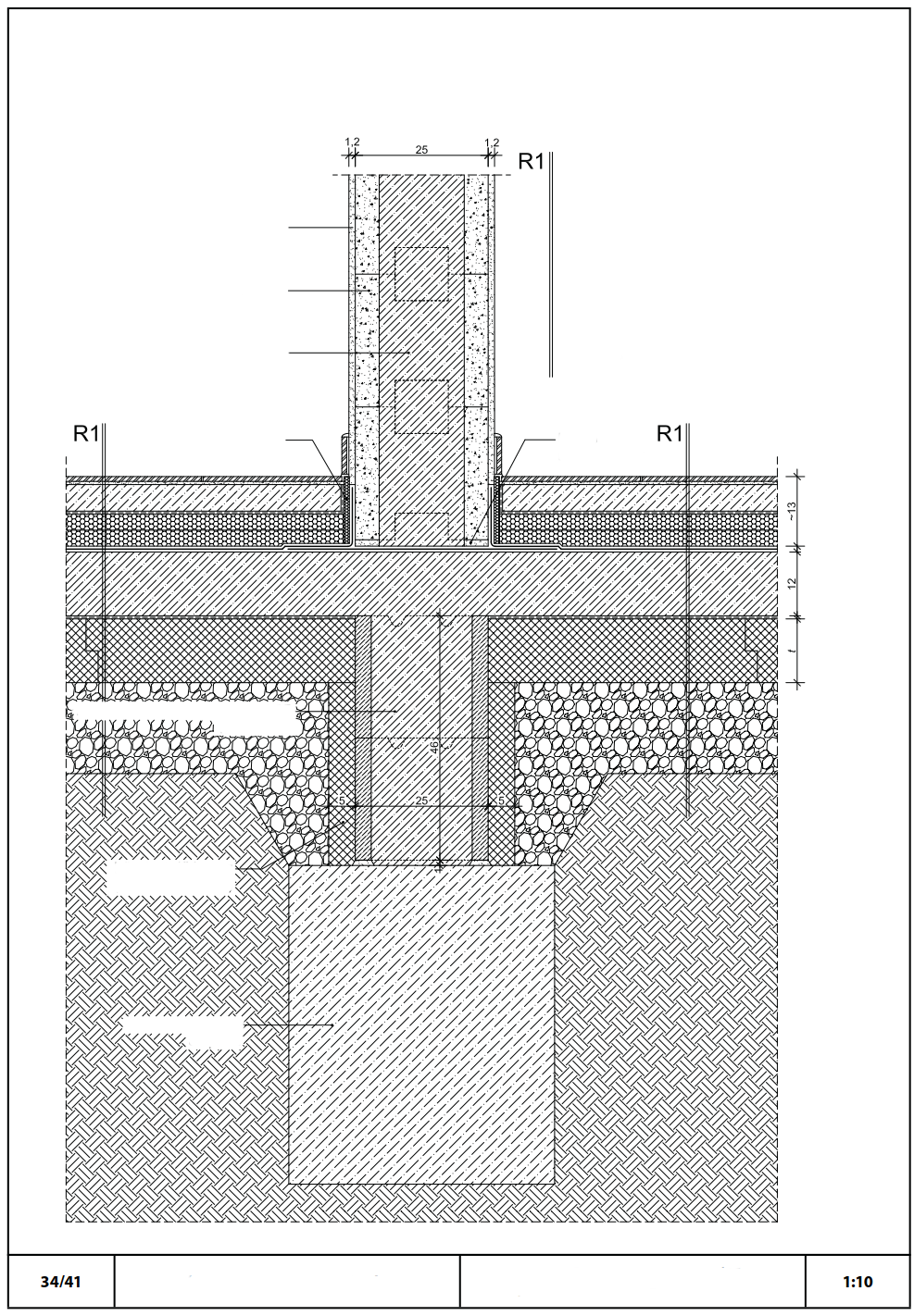 vnitřní omítka Durisol - tvárnice DM 25/16 beton / železobetonové jádro -keramický podklad + lepidlo 1,3 cm -krytiny beton 5 cm -jedna vrstva technologické izolace -protihluková izolace 2 x 3 cm