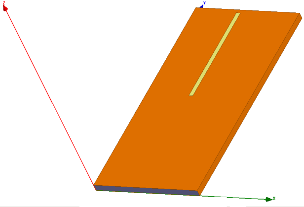 d b e Obr. 24 Model antény s jednou štěrbinou se substrátem CuClad 217 V prvním kroku jsou vypočteny příčné rozměry vlnovodu a výchozí délka štěrbiny pro daný substrát.