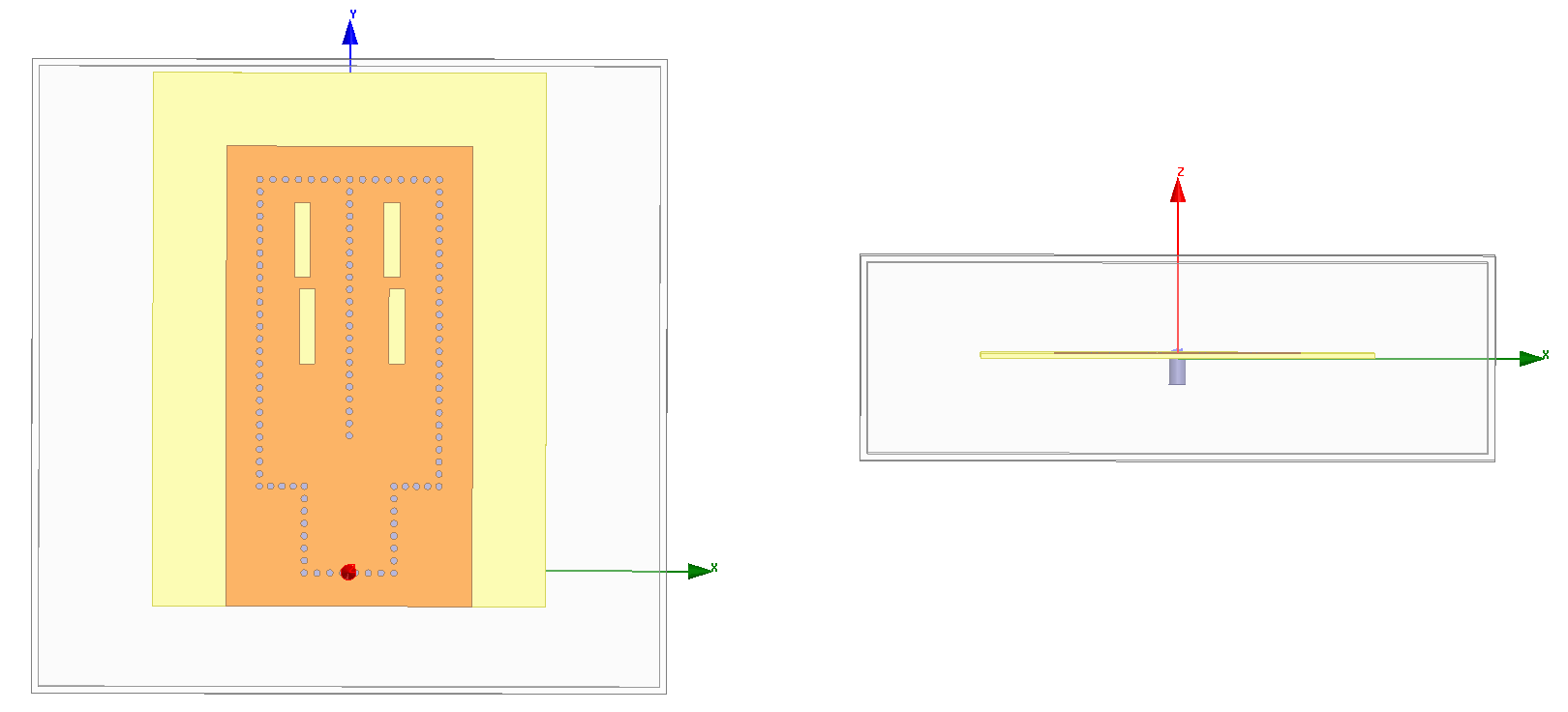 Obr. 82 Změřené parametry anténního boxu JE 200 pro venkovní použití Dle rozměrů a změřených parametrů boxu je vytvořen model anténního boxu s anténní řadou 2x2, viz Obr. 83.