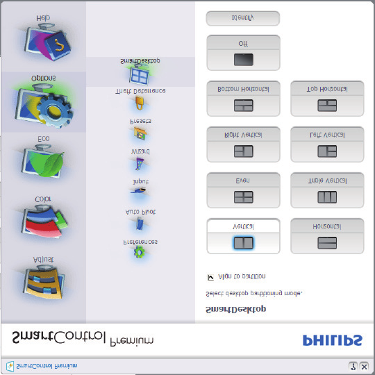 3. Optimalizace Obrazu Hlavní panel obsahuje pět položek: Help (Nápověda) přístup k souboru s User Manual (uživatelskou příručkou): Otevře soubor s User Manual (uživatelskou příručkou) v okně