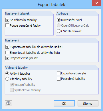 8 Obecné funkce 8 Excel / OpenOffice RF-STEEL Fatigue umožňuje přímý export dat do MS Excelu i do aplikace Calc z balíku