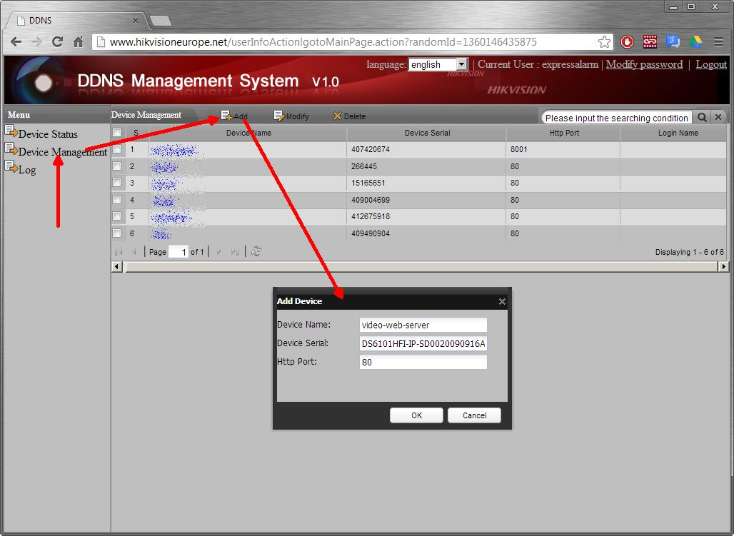 5. pridanie zariadenia - Z ponuky na ľavej strane kliknutím myši vyberte položku Device managment - V hornej lište kliknite na tlačidlo Add (pridať) - Do zobrazeného okna