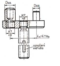 Jsou-li tedy nejenší průěry děr součásti DMRA a DMRB a vzdálenost od středu děr je zakótována Lu, usí ít ěřící čepy průěry: a) DMRA DMRB, pak budee korigovat
