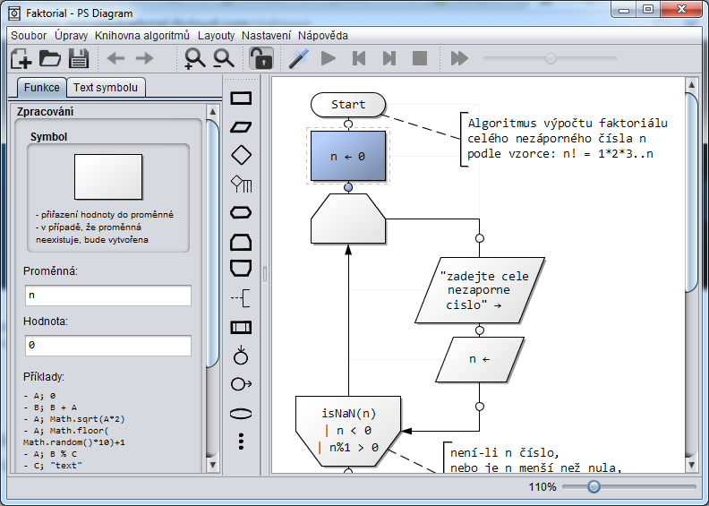 Obr. 4 Nástroj PS Diagram (zdroj: vlastní) Pro nástroje této kategorie je typické přímé zacílení na užití daného grafického jazyka, zde vývojových diagramů.