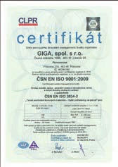 Certifikát ISO 9001-2008 Certifikát ČSN 73 2601-Z Certifikát ČSN EN ISO 3834-2 Certifikát typové řády jeřábů Certifikáty kladkostrojů GJMJ, GDMJ, GPMJ, GKMJ typ GHM Servis Naší servisní
