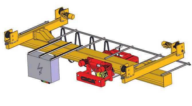 Podvěsné mostové jeřáby Podvěsné mostové jeřáby GIGA jsou ideálním řešením tam, kde lze využít stávajících stropních konstrukcí nebo tam, kde nelze nebo z nějakých důvodů není vhodné