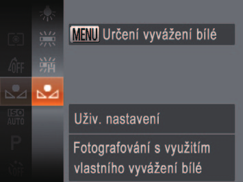 Filmy Uživatelské vyvážení bílé Chcete-li dosáhnout přirozeného vzhledu barev při pod aktuálním osvětlením, nastavte vyvážení bílé tak, aby přesně odpovídalo světelnému zdroji použitému při.