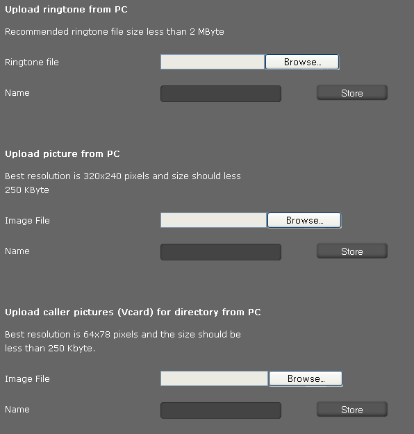 Nastavení telefonu prostřednictvím webového konfigurátoru Stahování vyzváněcích tónů a obrázků Do správce souborů Media-Pool zařízení je možné stahovat vyzváněcí tóny a obrázky z počítače.