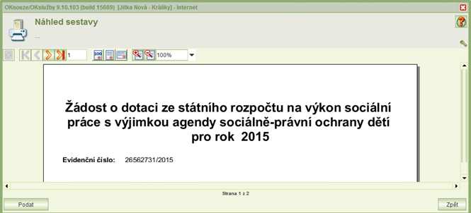 a klikněte na tl. Podat Aplikace vyhledá kvalifikované certifikáty instalované na vašem PC a nalezené certifikáty nabídne k výběru.