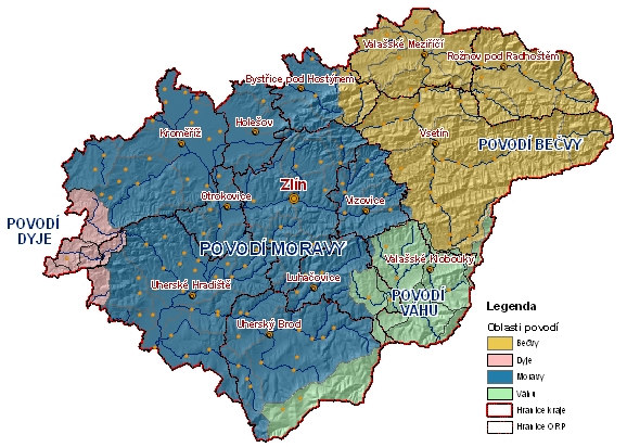 B.1 Charakteristiky území B.1.1 Vymezení území Zlínský region náleží pevážn ke stední ásti povodí eky Moravy.