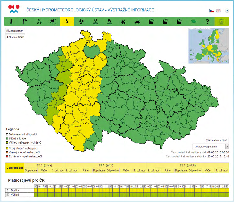 Pipravovaná nová výstražná stránka ČHMÚ pro veřejnost. The CHMI s new alert website page for the public; in progress. do provozu poskytovány informace v rámci SIVS i SVRS.