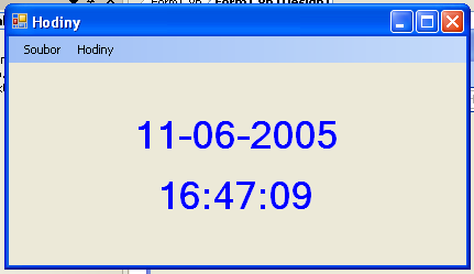 HODINY V této aplikaci si ukážeme jakým způsobem zobrazovat čas a datum. Pro ovládání zobrazení času a datumu se naučíme využívat nabídku.