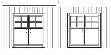 4.9. Dvojité dveře: Rám dveří sešroubujte viz následující ilustrace: Přišroubujte lišty k rámu dveří.