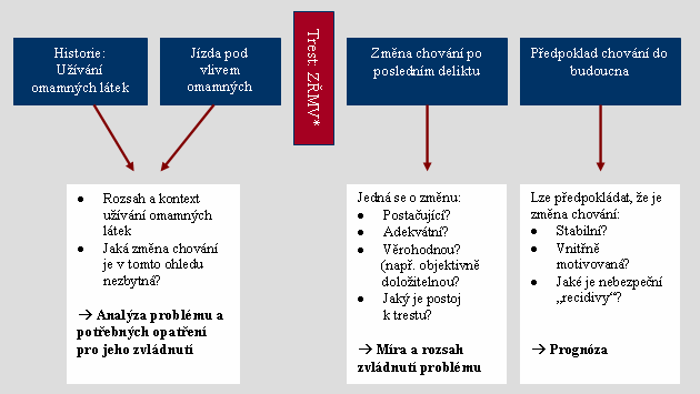 * Zákaz řízení motorového vozidla Obrázek 8: Hlavní cíle při posuzování psychické způsobilosti Pro každou z těchto částí následně popíšeme vhodné nástroje k jejich diagnostice v podobě teoretických