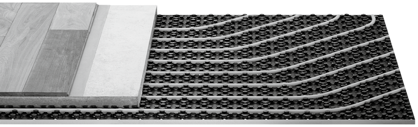 Fonterra Base 12 /15 Systém nopových desek pro široké spektrum použití s PB-trubkami ve dvou rozdílných trubkových dimenzích: 12 x 1,3 mm nebo 15 x 1,5 mm.