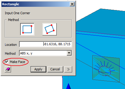 2) v select solids vybereme těleso prostředí a tunelu (2), jako select tool surface vybereme vytvořené roviny řezů (4).