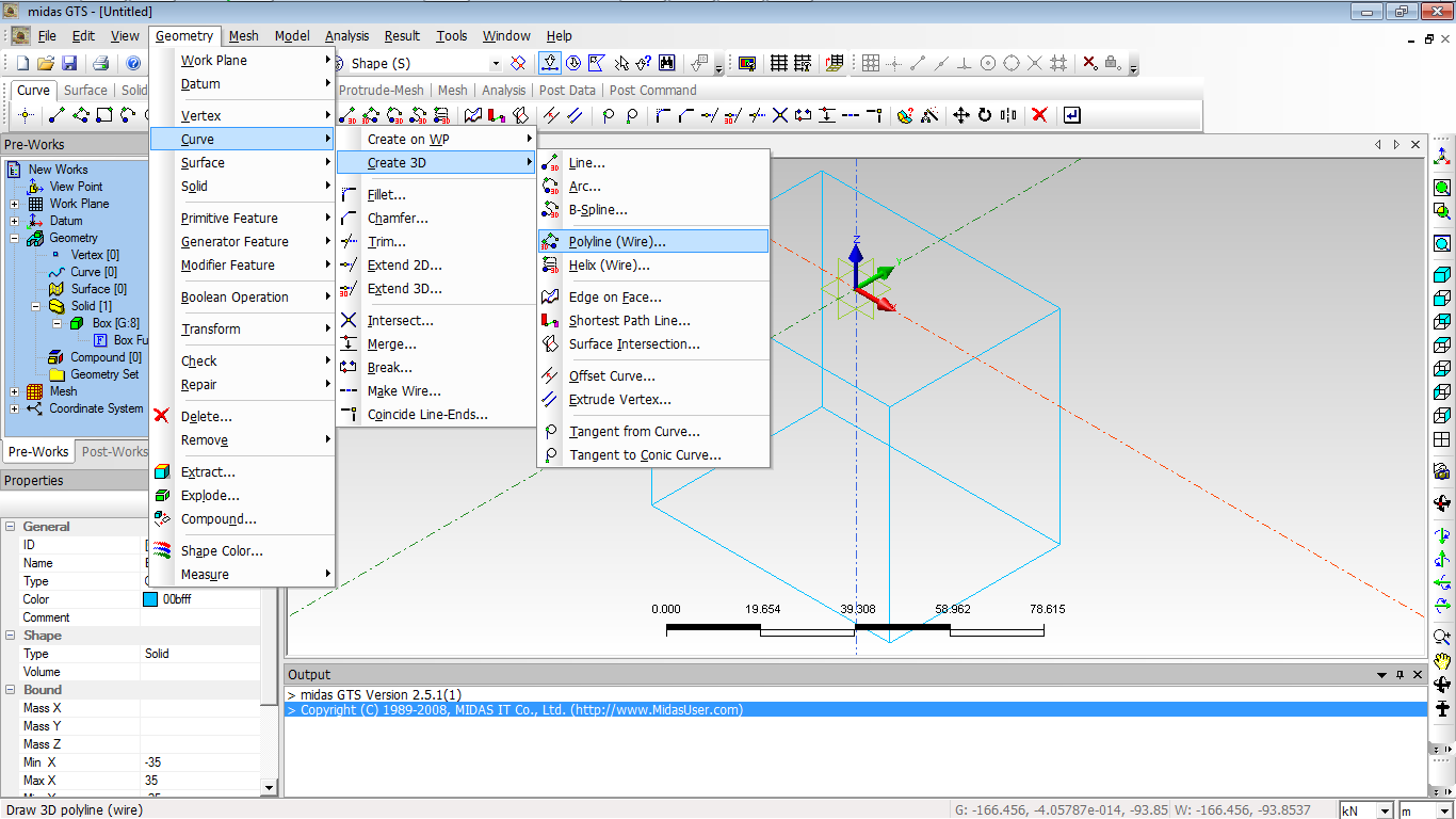 obr. č. 5 příkaz polyline 3D souřadnice viz. tabulka č.