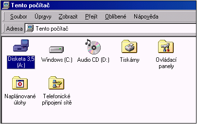 6.4.2 Formátování diskety Otevřeme ikonu Tento počítač. 1. Z nabídky si vybereme: Disketa 3,5 [A:]. 2.