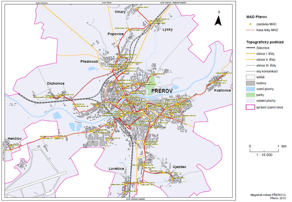 7. VEŘEJNÁ OSOBNÍ DOPRAVA (VČETNĚ ŽELEZNICE) A VAZEB NA IDS OLK 7.1 STAV INFRASTRUKTURY Páteř města tvoří městská autobusová doprava MAD, která plní roli MHD.