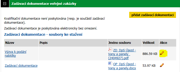 Poté níže vyplňte název souboru a klikněte na Uložit : 9) Stejným způsobem vložte do E-ZAKu Zadávací