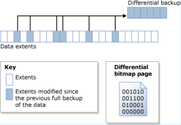 DIFFERENTIAL BACKUP Předpokládá se provádějí plných záloh Nahrazuje některé plné zálohy Ukládá