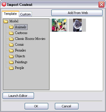 Import avataru CrazyTalk Cam Suite vám umožňuje importovat upravené obrázky nebo fotografie z programu CrazyTalk Avatar Creator a použít je jako vaše avatary.