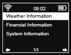 Information Center (informační centrum) Funkce: Kontrola počasí ve světě; prohlížení stavu burzy po celém světě; zobrazení systémového info zařízení.