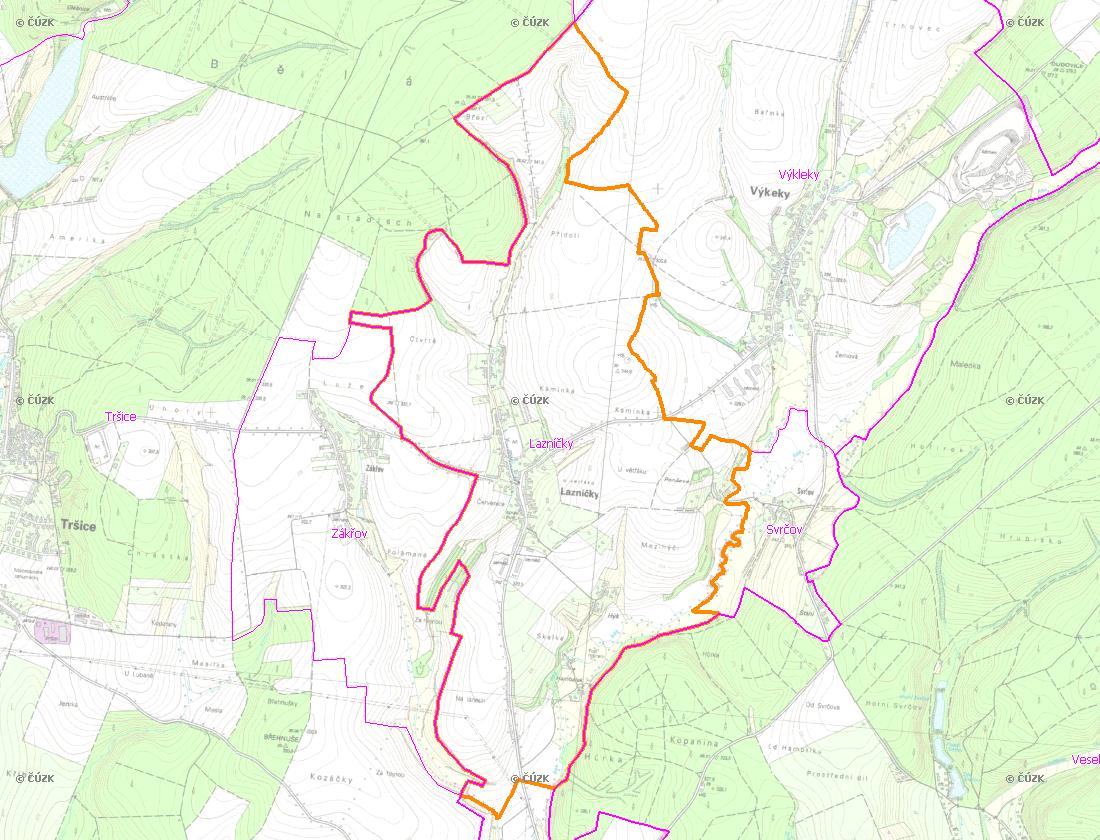 A. NÁZEV OBCE Název části obce (ZSJ): Lazníčky Mapa A: Území obce Přehledová mapka