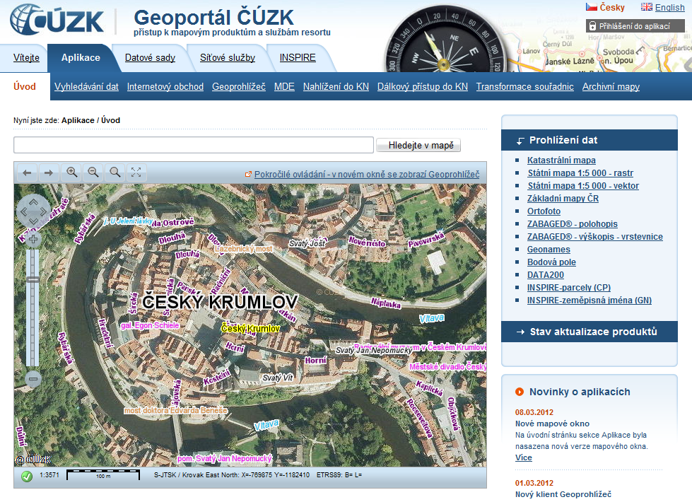 2 Geoportál Českého úřadu zeměměřického a katastrálního Geoportál ZÚ byl od roku 2005 základním prostředkem pro poskytování datových sad ve správě ZÚ veřejnosti.