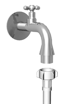 Zapojení na přívod vody Pro nerušenou činnost stroje musí být tlak vody ve vodovodní síti mezi 0,05-0,8 MPa.
